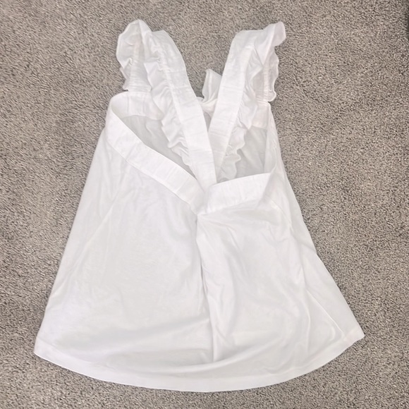Women’s Medium J. Crew t shirt tank blouse white bow frill straps EUC - Picture 3 of 7